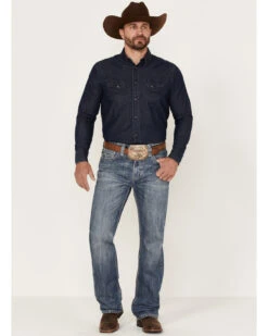 Rock & Roll Denim Men's Double Barrel Medium Wash Relaxed Straight Jeans -Little Wild Horse Shop 2000368870 414 P3