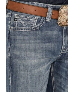 Rock & Roll Denim Men's Double Barrel Medium Wash Relaxed Straight Jeans -Little Wild Horse Shop 2000368870 414 P4