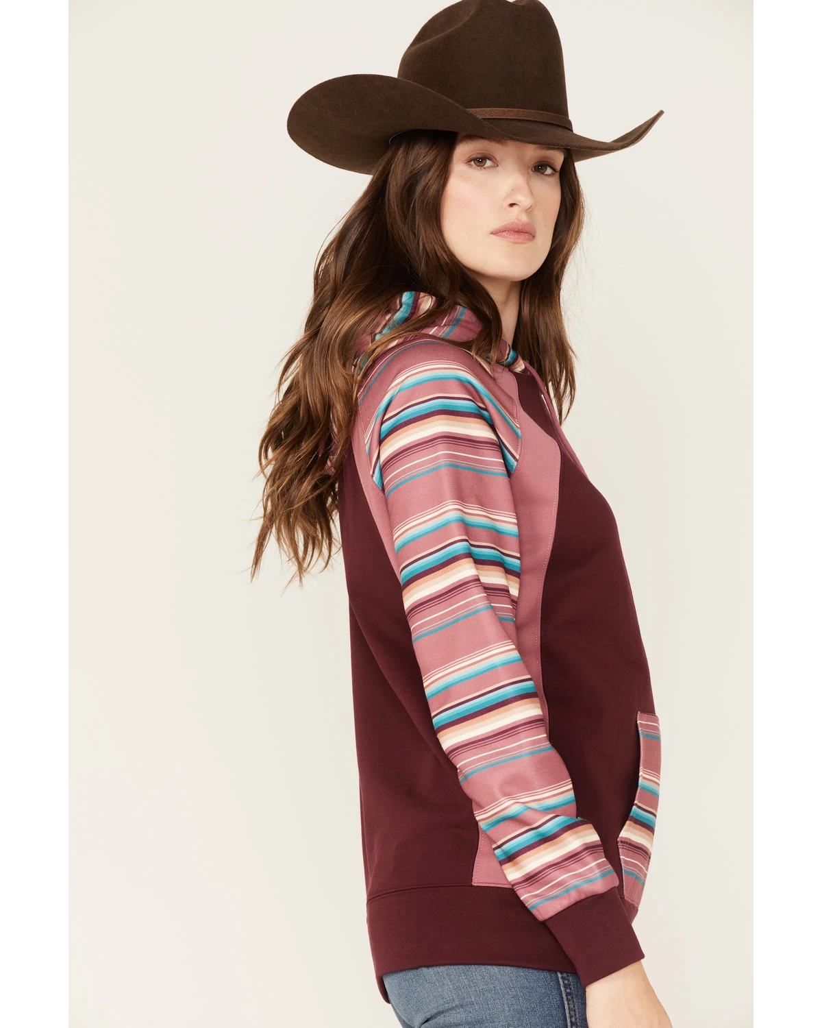 Hooey Women's Serape Stripe Contrast Print Savannah Hoodie 2 Hooey Women's Serape Stripe Contrast Print Savannah Hoodie - Image 2