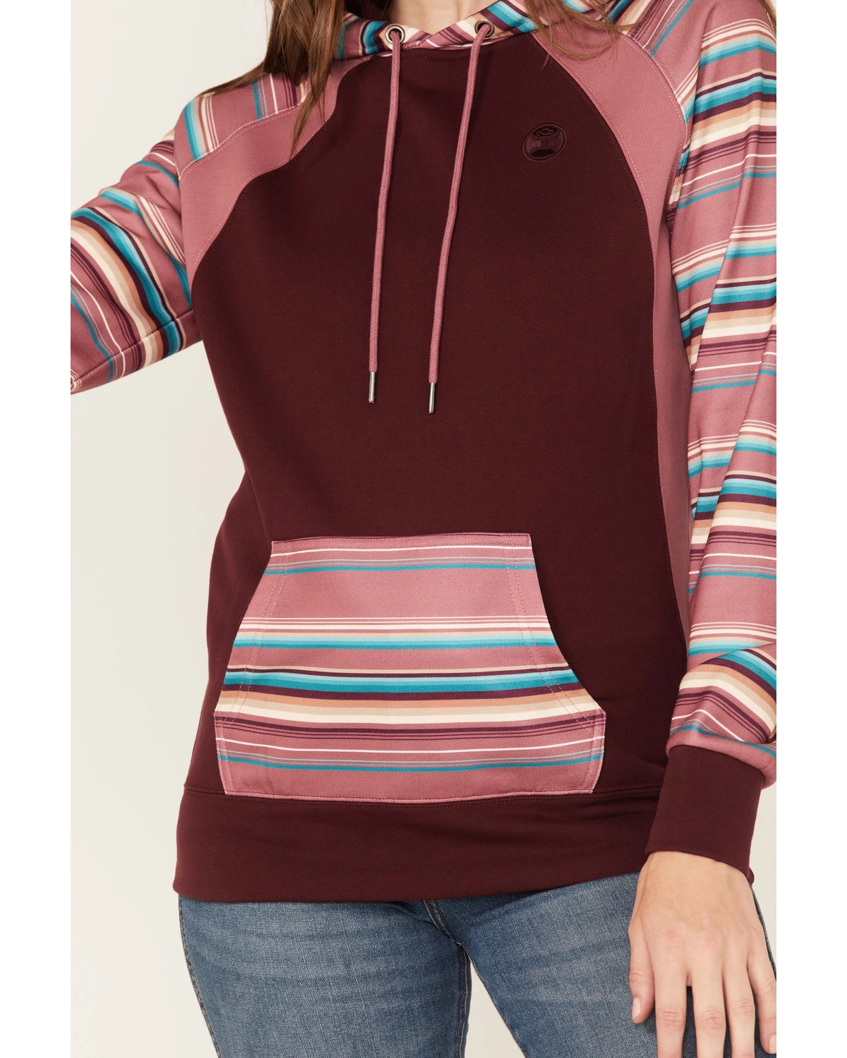 Hooey Women's Serape Stripe Contrast Print Savannah Hoodie 3 Hooey Women's Serape Stripe Contrast Print Savannah Hoodie - Image 3