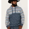 Hooey Men's Southwestern Print Landscape 1/4 Button Hooded Pullover