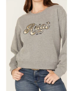 Ariat Women's R.E.A.L Varsity Logo Cropped Sweatshirt -Little Wild Horse Shop 2000371904 070 P3