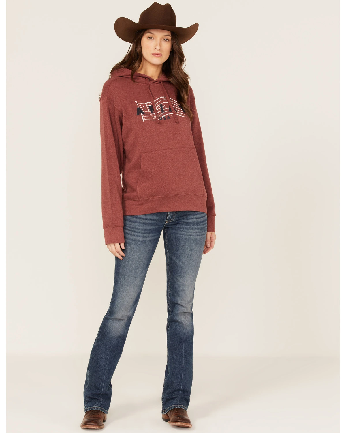 Ariat Women's R.E.A.L. USA Chest Logo Hoodie 2 Ariat Women's R.E.A.L. USA Chest Logo Hoodie - Image 2