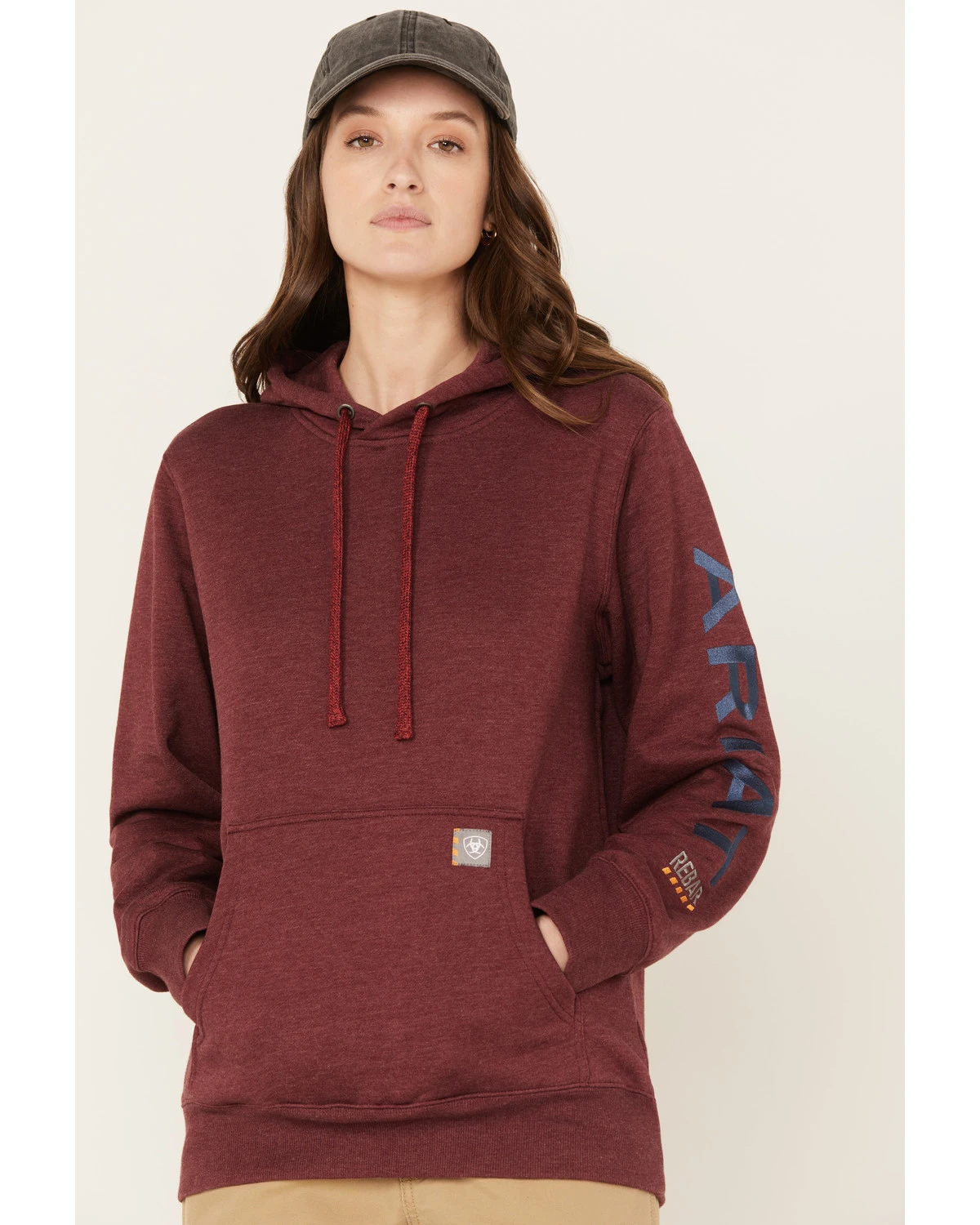 Ariat Women's Rebar Logo Sleeve Graphic Work Hooded Sweatshirt 1 Ariat Women's Rebar Logo Sleeve Graphic Work Hooded Sweatshirt