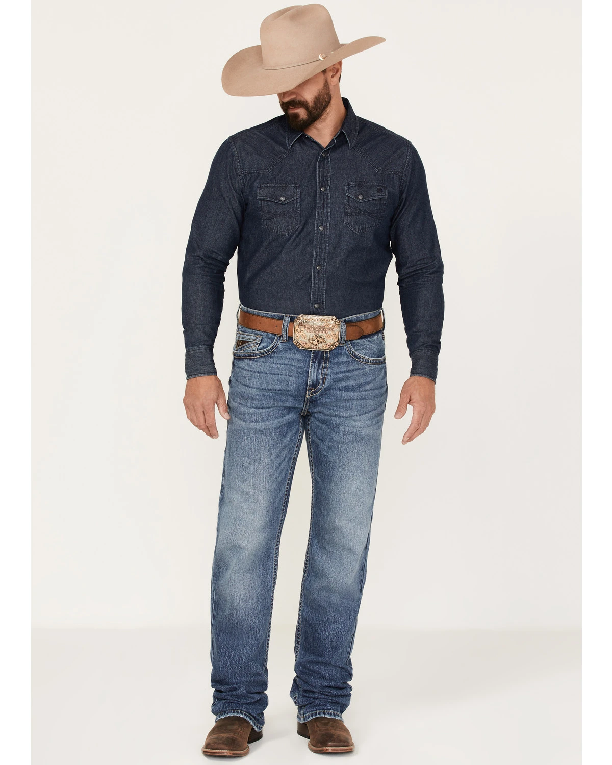 RANK 45 Men's Iron Horse Stackable Straight Dark Wash Heavy Still Stretch Denim Jeans 1 RANK 45 Men's Iron Horse Stackable Straight Dark Wash Heavy Still Stretch Denim Jeans