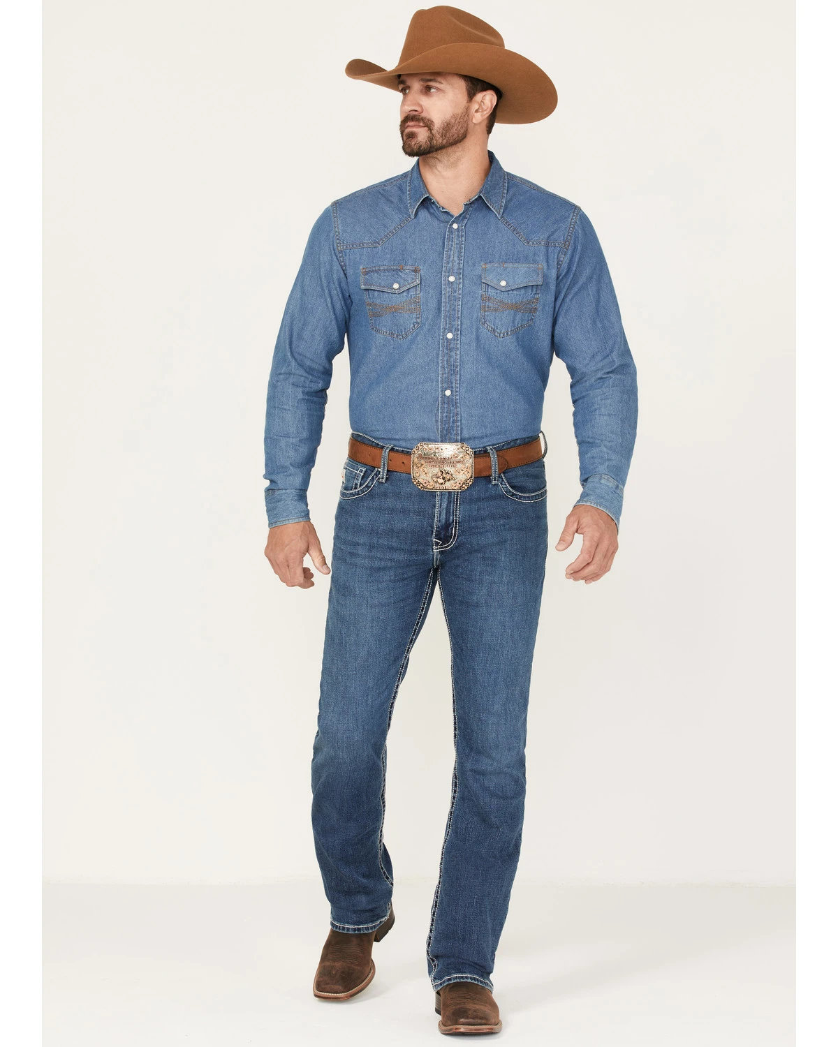 Cinch Men's Ian Medium Wash Slim Bootcut Performance Jeans 1 Cinch Men's Ian Medium Wash Slim Bootcut Performance Jeans