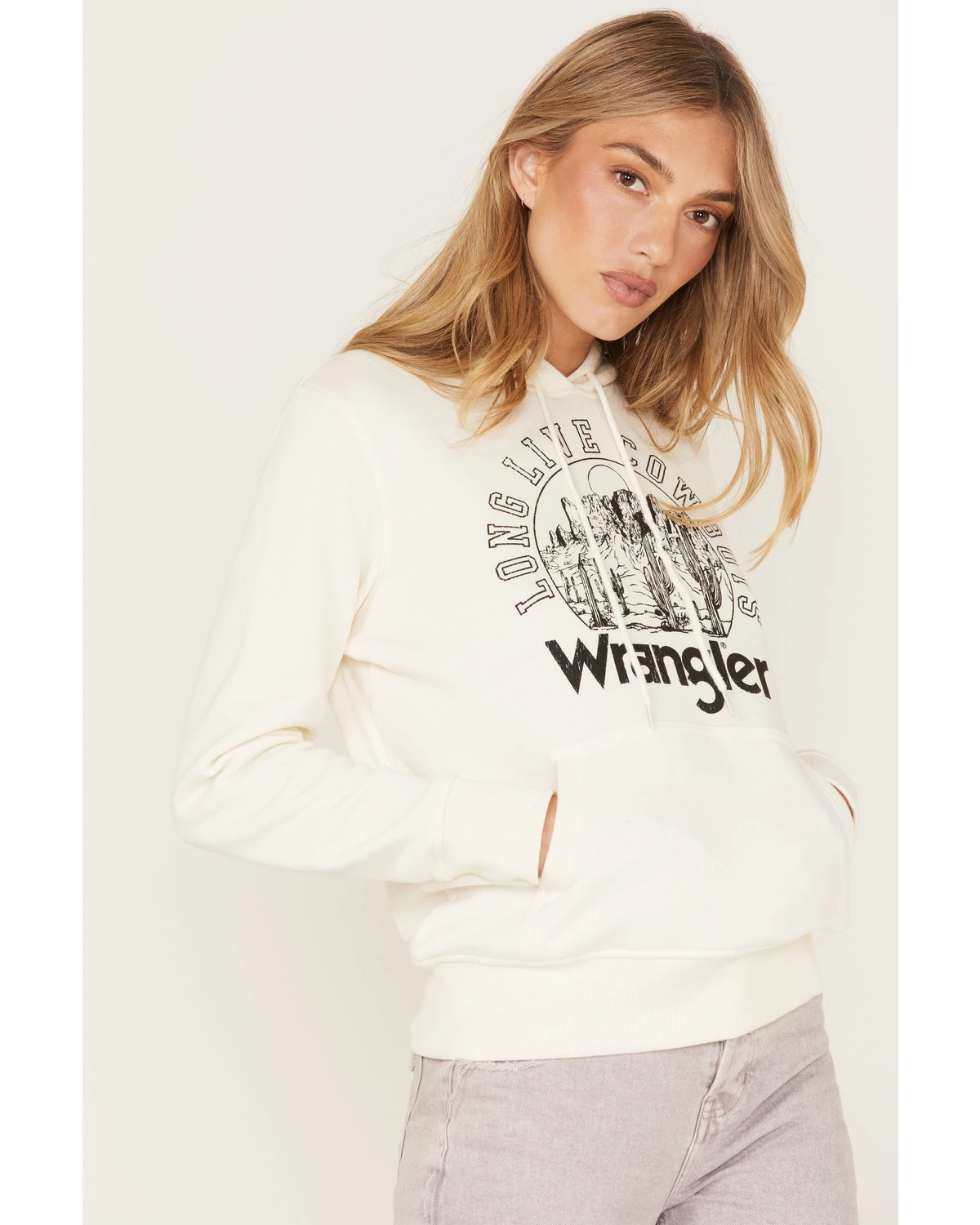 Wrangler Women's Long Live Cowboys Desert Graphic Hoodie 2 Wrangler Women's Long Live Cowboys Desert Graphic Hoodie - Image 2