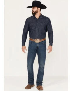 Wrangler 20x Men's 42MWX Gunmetal Dark Wash Vintage Bootcut Stretch Denim Jeans