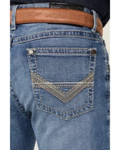 Rock 47 By Wrangler Men's MRS47 Light / Medium Wash Slim Straight Stretch Denim Jeans -Little Wild Horse Shop 2000374575 413 P4
