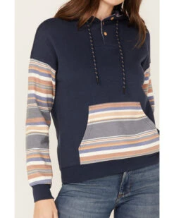 RANK 45 Women's Stripe Contrast Hooded Pullover -Little Wild Horse Shop 2000374967 410 P3