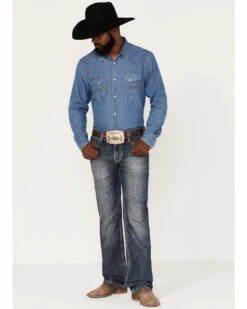 Rock & Roll Denim Men's Pistol Medium Vintage Wash Straight Jeans -Little Wild Horse Shop 2000375487 414 P3