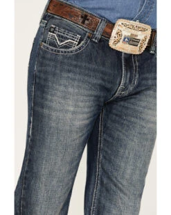 Rock & Roll Denim Men's Pistol Medium Vintage Wash Straight Jeans -Little Wild Horse Shop 2000375487 414 P4