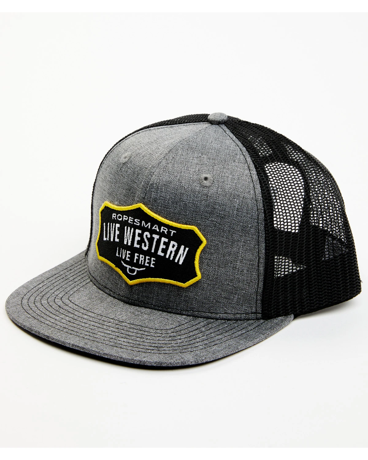 Men's Flat Brim Live Western Patch Baseball Cap 1 Men's Flat Brim Live Western Patch Baseball Cap
