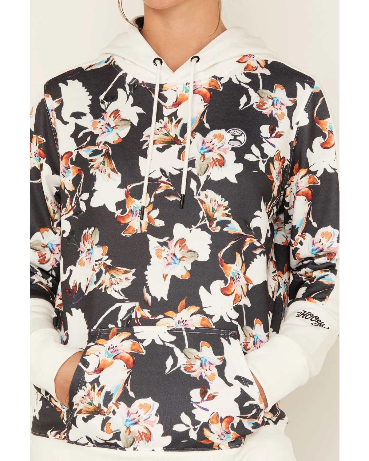 Hooey Women's Contrast Floral Print Hoodie 3 Hooey Women's Contrast Floral Print Hoodie - Image 3