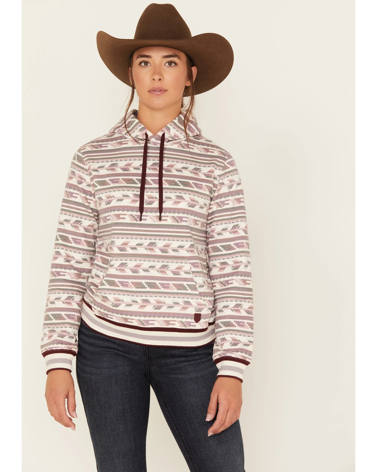 RANK 45 Women's Southwestern Stripe Print Hoodie 1 RANK 45 Women's Southwestern Stripe Print Hoodie