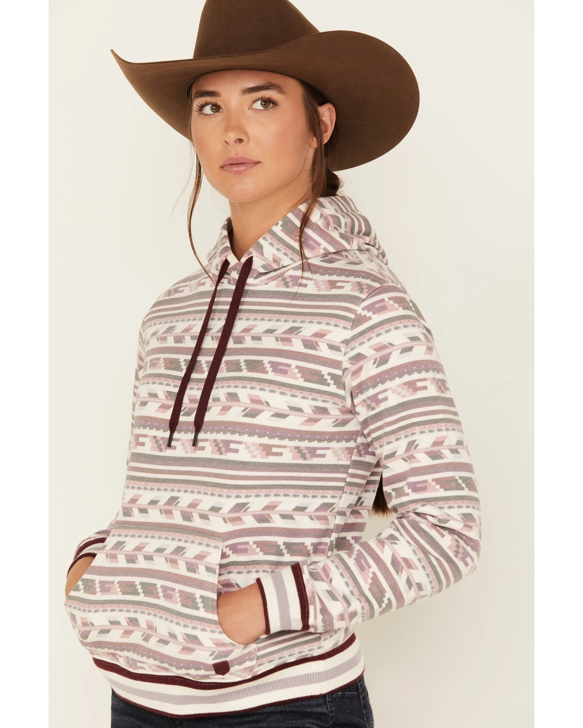 RANK 45 Women's Southwestern Stripe Print Hoodie 2 RANK 45 Women's Southwestern Stripe Print Hoodie - Image 2