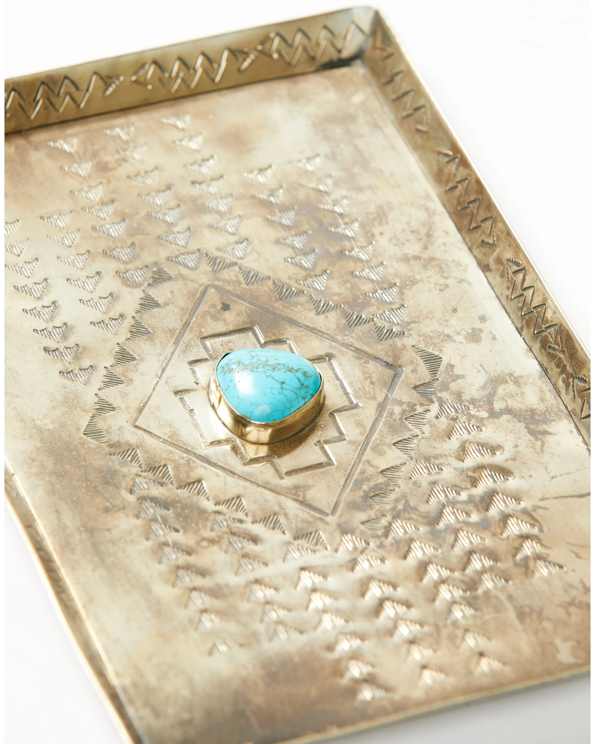 J. Alexander Medium Stamped Tray With Turquoise 2 J. Alexander Medium Stamped Tray With Turquoise - Image 2