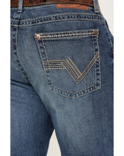 Rock 47 By Wrangler Men's Marina Del Ray Medium / Dark Wash Slim Bootcut Stretch Denim Jeans -Little Wild Horse Shop 2000384276 400 P4