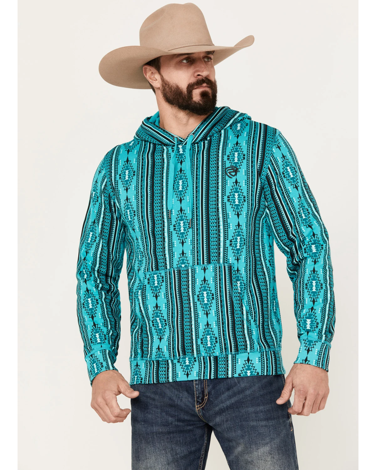 Rock & Roll Denim Men's Southwestern Print Hooded Sweatshirt 1 Rock & Roll Denim Men's Southwestern Print Hooded Sweatshirt