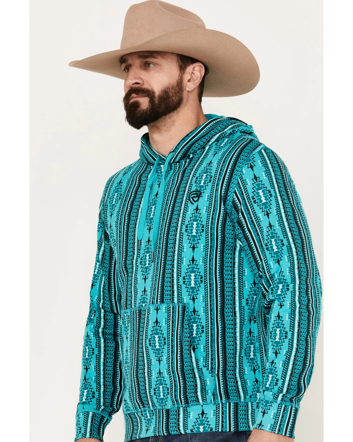 Rock & Roll Denim Men's Southwestern Print Hooded Sweatshirt 2 Rock & Roll Denim Men's Southwestern Print Hooded Sweatshirt - Image 2