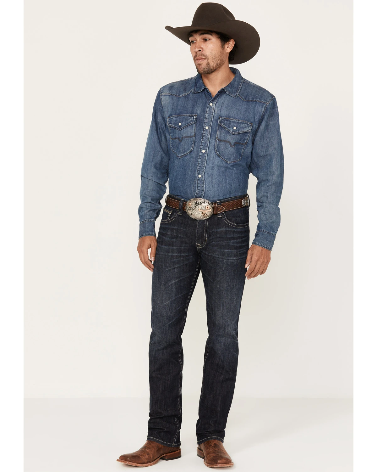 Rock & Roll Denim Men's Revolver Dark Vintage Wash Slim Straight Reflex Denim Jeans 3 Rock & Roll Denim Men's Revolver Dark Vintage Wash Slim Straight Reflex Denim Jeans - Image 3