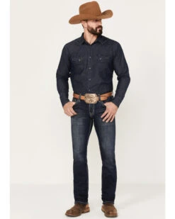 Rock & Roll Denim Men's Rifle Dark Vintage Wash Skinny Reflex Denim Jeans -Little Wild Horse Shop 2000386199 416 P3