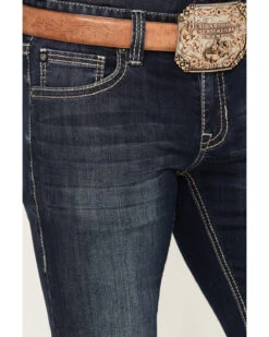 Rock & Roll Denim Men's Rifle Dark Vintage Wash Skinny Reflex Denim Jeans -Little Wild Horse Shop 2000386199 416 P4