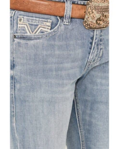 Rock & Roll Denim Men's Revolver Light Vintage Wash Slim Straight Reflex Denim Jeans -Little Wild Horse Shop 2000386200 412 P4