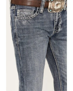 Rock & Roll Denim Men's Pistol Medium Vintage Wash Straight Leg Denim Jeans -Little Wild Horse Shop 2000386204 414 P4