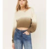 Cleo + Wolf Women's Ombre Cropped Dolman Sweatshirt