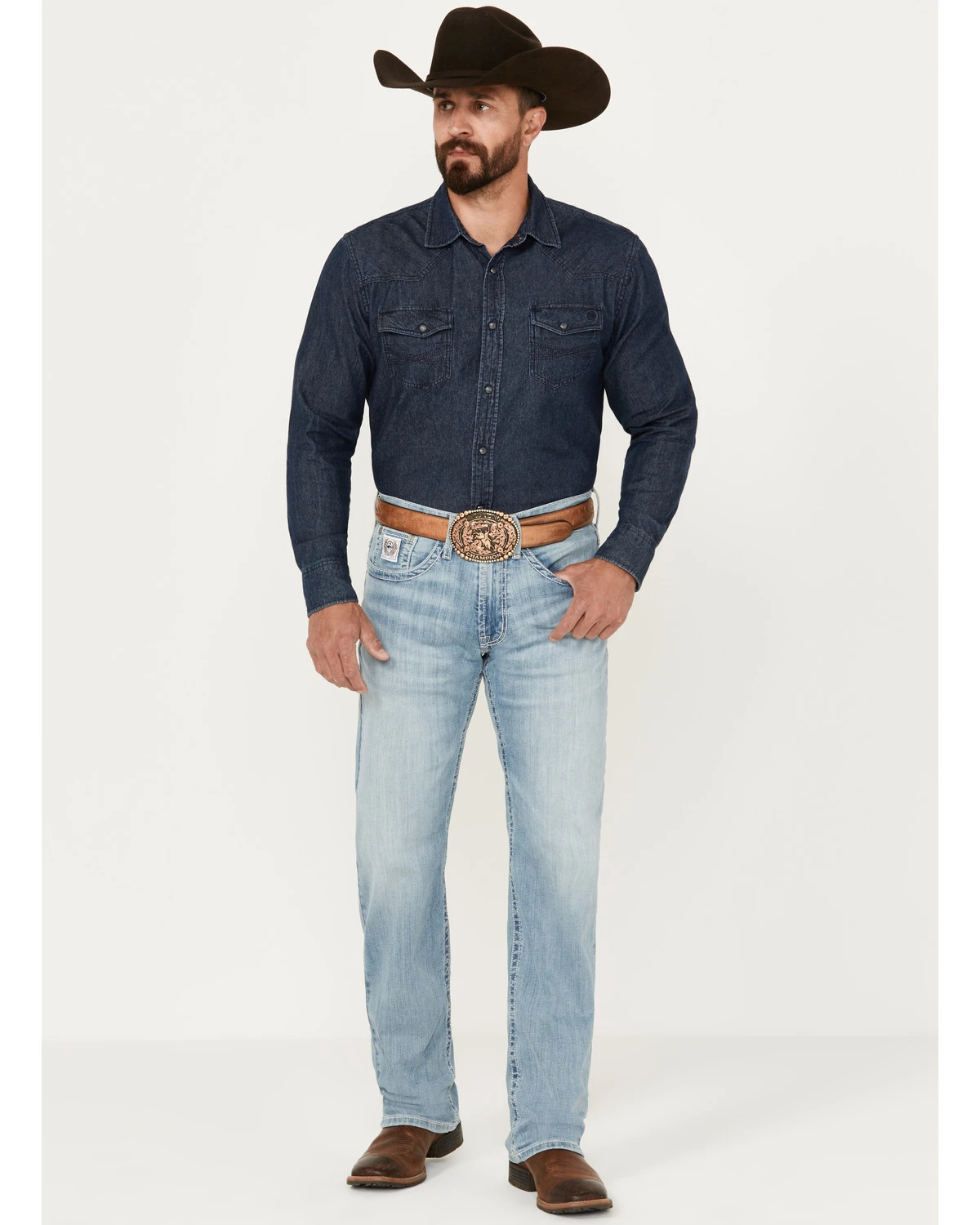 Cinch Men's White Label Light Wash Relaxed Straight Stretch Performance Denim Jeans 1 Cinch Men's White Label Light Wash Relaxed Straight Stretch Performance Denim Jeans