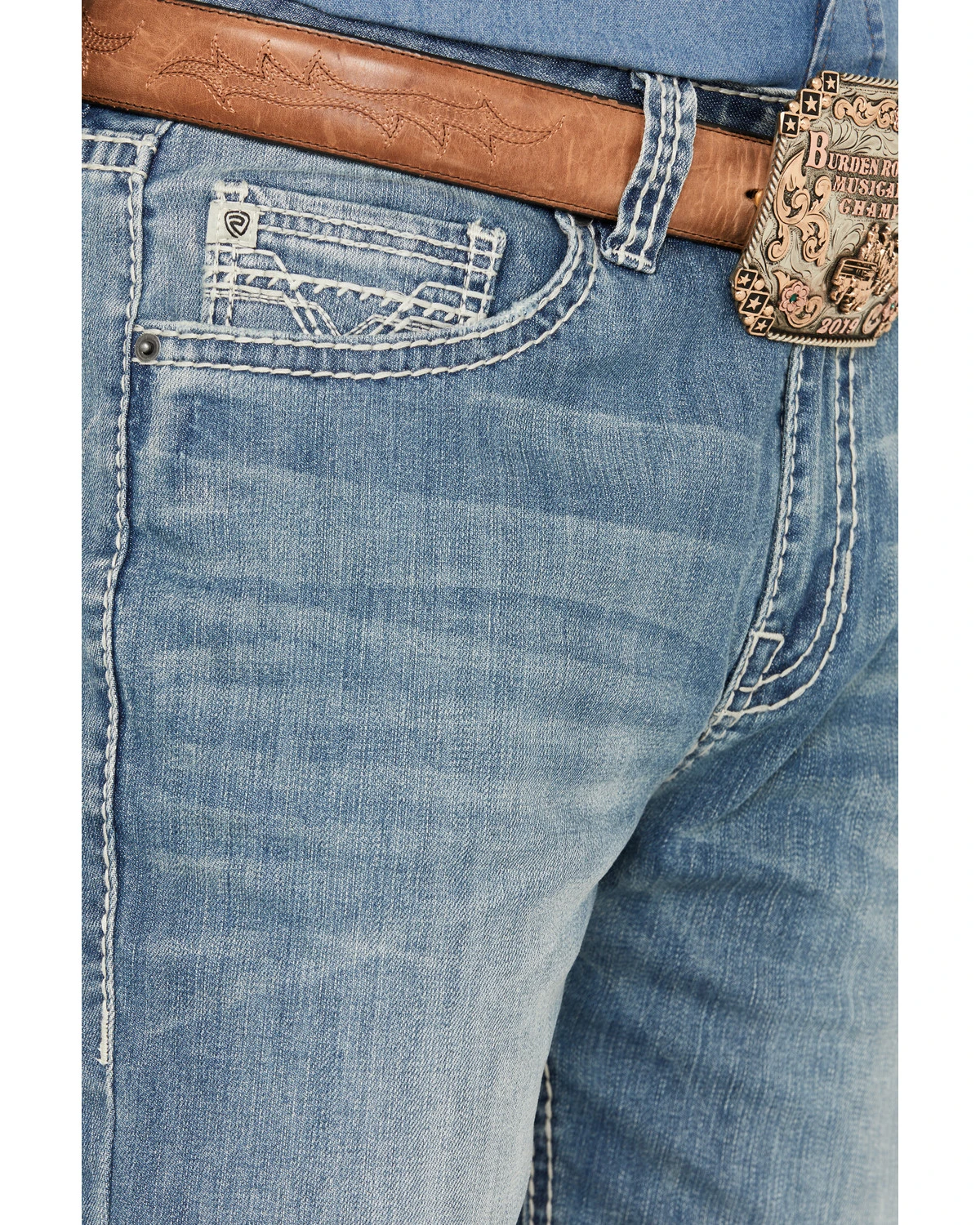 Rock & Roll Denim Men's Double Barrel Light Vintage Wash Relaxed Straight Stretch Jeans 4 Rock & Roll Denim Men's Double Barrel Light Vintage Wash Relaxed Straight Stretch Jeans - Image 4