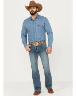 Rock & Roll Denim Men's Pistol Medium Vintage Wash Bootcut Stretch Denim Jeans -Little Wild Horse Shop 2000387624 414 P3