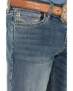 Rock & Roll Denim Men's Pistol Medium Vintage Wash Bootcut Stretch Denim Jeans -Little Wild Horse Shop 2000387624 414 P4