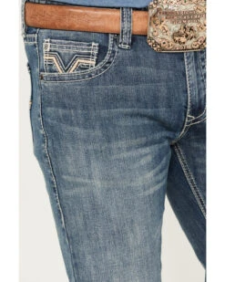 Rock & Roll Denim Men's Revolver Light Vintage Wash Slim Straight Stretch Reflex Denim Jeans -Little Wild Horse Shop 2000387627 412 P4