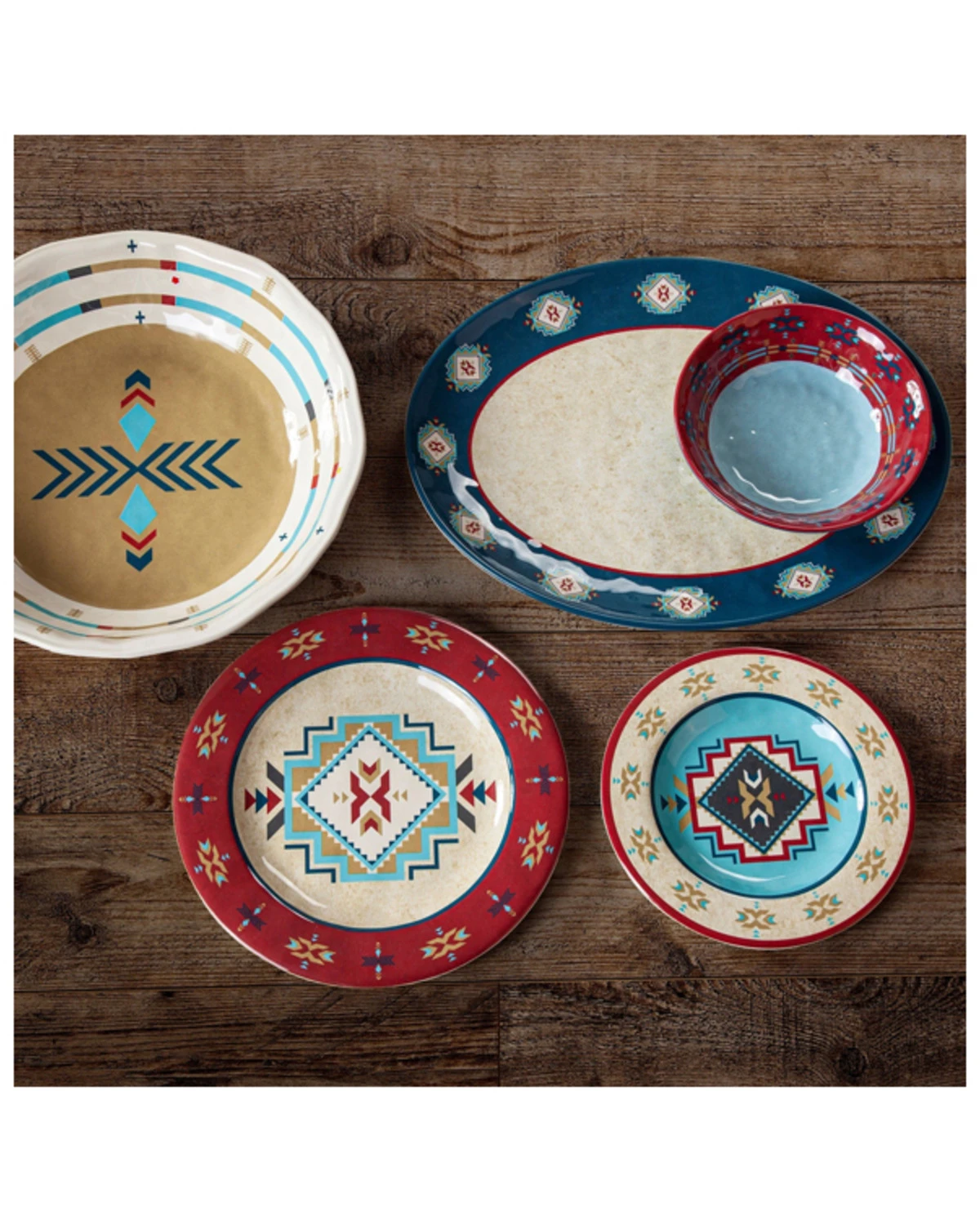 HiEnd Accents 14-Piece Spirit Valley Melamine Dinnerware Set 1 HiEnd Accents 14-Piece Spirit Valley Melamine Dinnerware Set