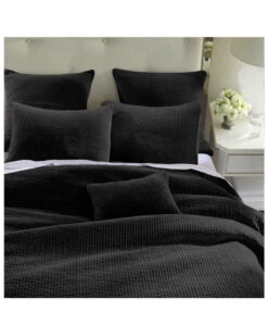 HiEnd Accents Black Stonewashed Cotton & Velvet 3-Piece Full/Queen Quilt Set
