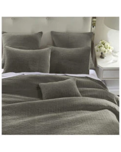 HiEnd Accents Gray Stonewashed Cotton & Velvet 3-Piece Full/Queen Quilt Set