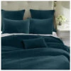 HiEnd Accents Deep Blue Stonewashed Cotton & Velvet 3-Piece King Quilt Set
