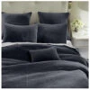 HiEnd Accents Navy Stonewashed Cotton & Velvet 3-Piece King Quilt Set