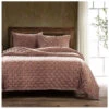 HiEnd Accents Dusty Rose Stella Faux Silk Velvet 3-Piece King Quilt Set