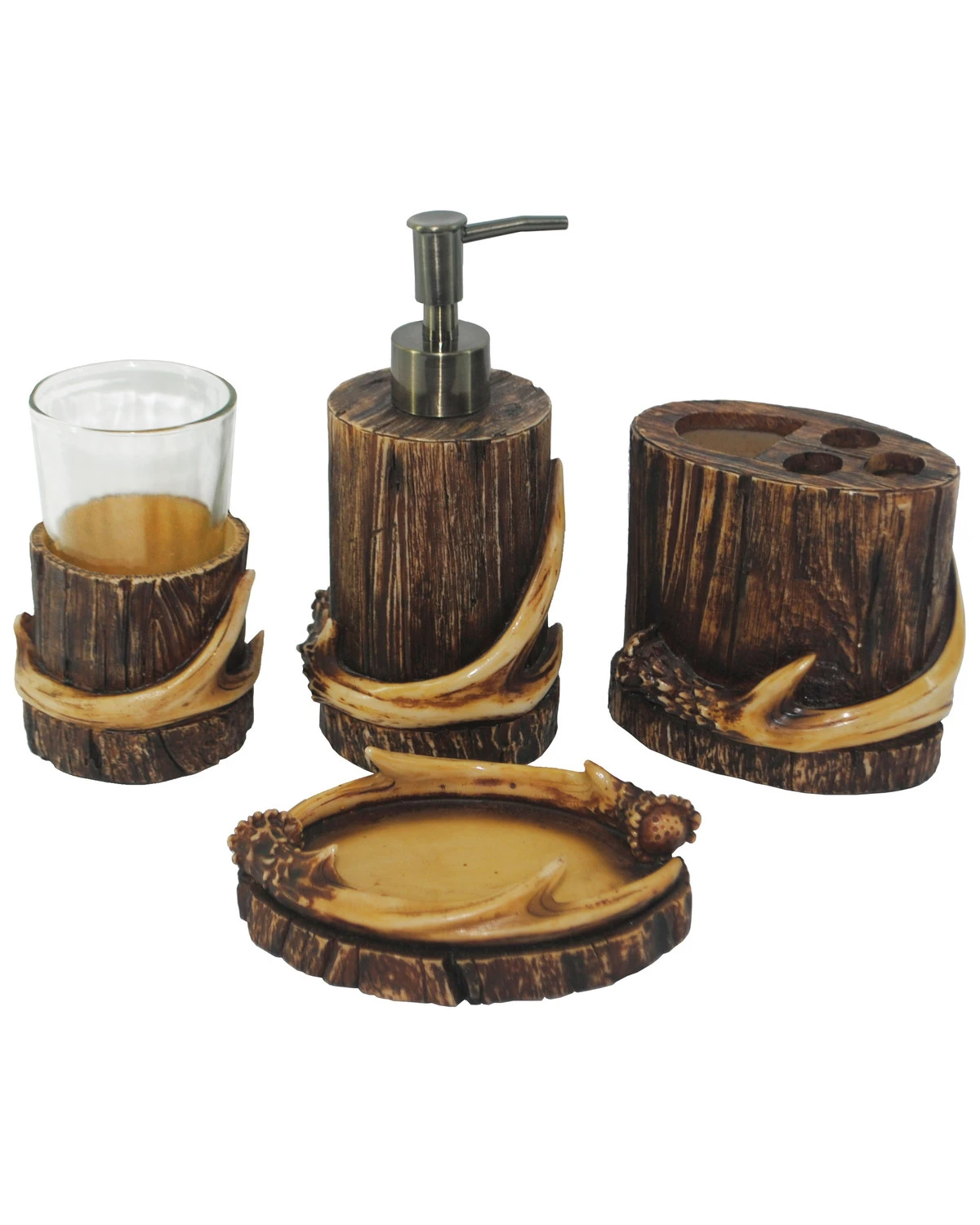 HiEnd Accent Brown Antler Four-Piece Bathroom Set 1 HiEnd Accent Brown Antler Four-Piece Bathroom Set