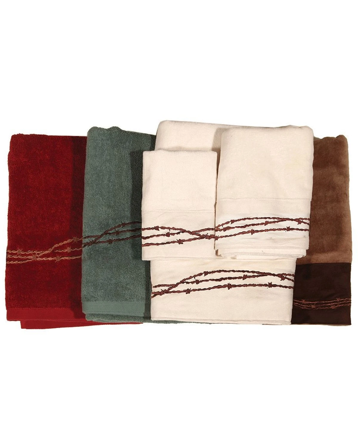 HiEnd Accents Three-Piece Embroidered Barbed Wire Bath Towel Set - Brown 1 HiEnd Accents Three-Piece Embroidered Barbed Wire Bath Towel Set - Brown