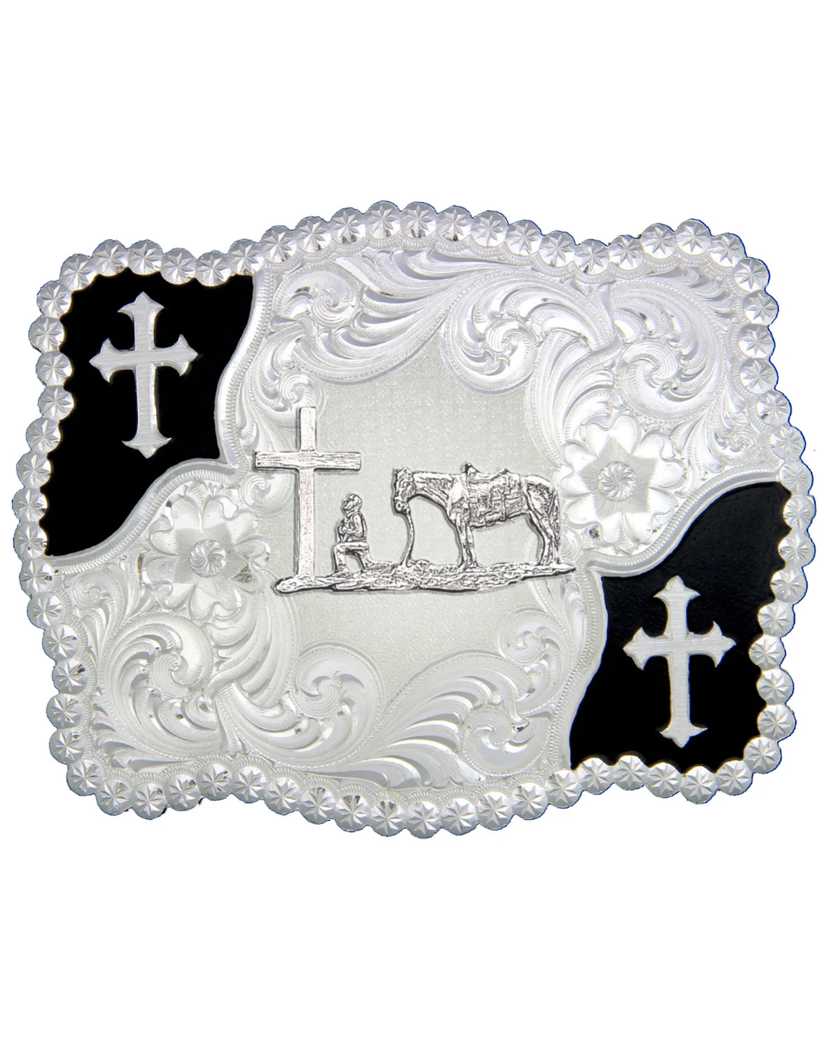 Montana Silversmiths Men's Cowboy & Crosses Buckle 1 Montana Silversmiths Men's Cowboy & Crosses Buckle
