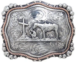 AndWest Vintage "Mission" Praying Cowboy Belt Buckle
