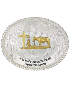 Montana Silversmiths Men's Faith & Wisdom Christian Cowboy Western Belt Buckle